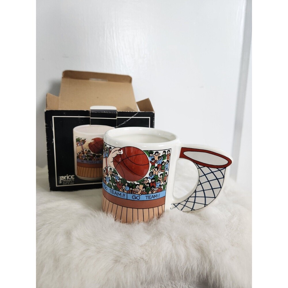 NIB Vintage 1990 Albert & Price 3D Basketball Mug Net Handle Collectible